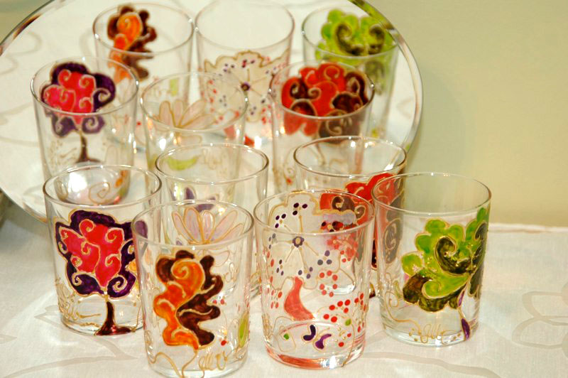 Tree and blossoms glasses