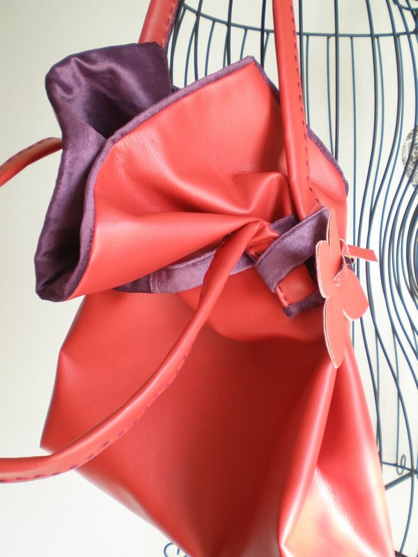 Handbag - Velvet and fabric faux-leather
